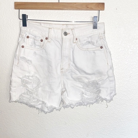 American Eagle Outfitters Pants - American Eagle White Distressed Cotton 90's Boyfriend Shorts